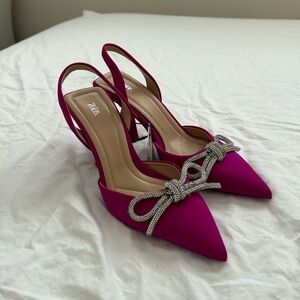 Zara Embellished Bow Slingback Heels, NWT, Size 39